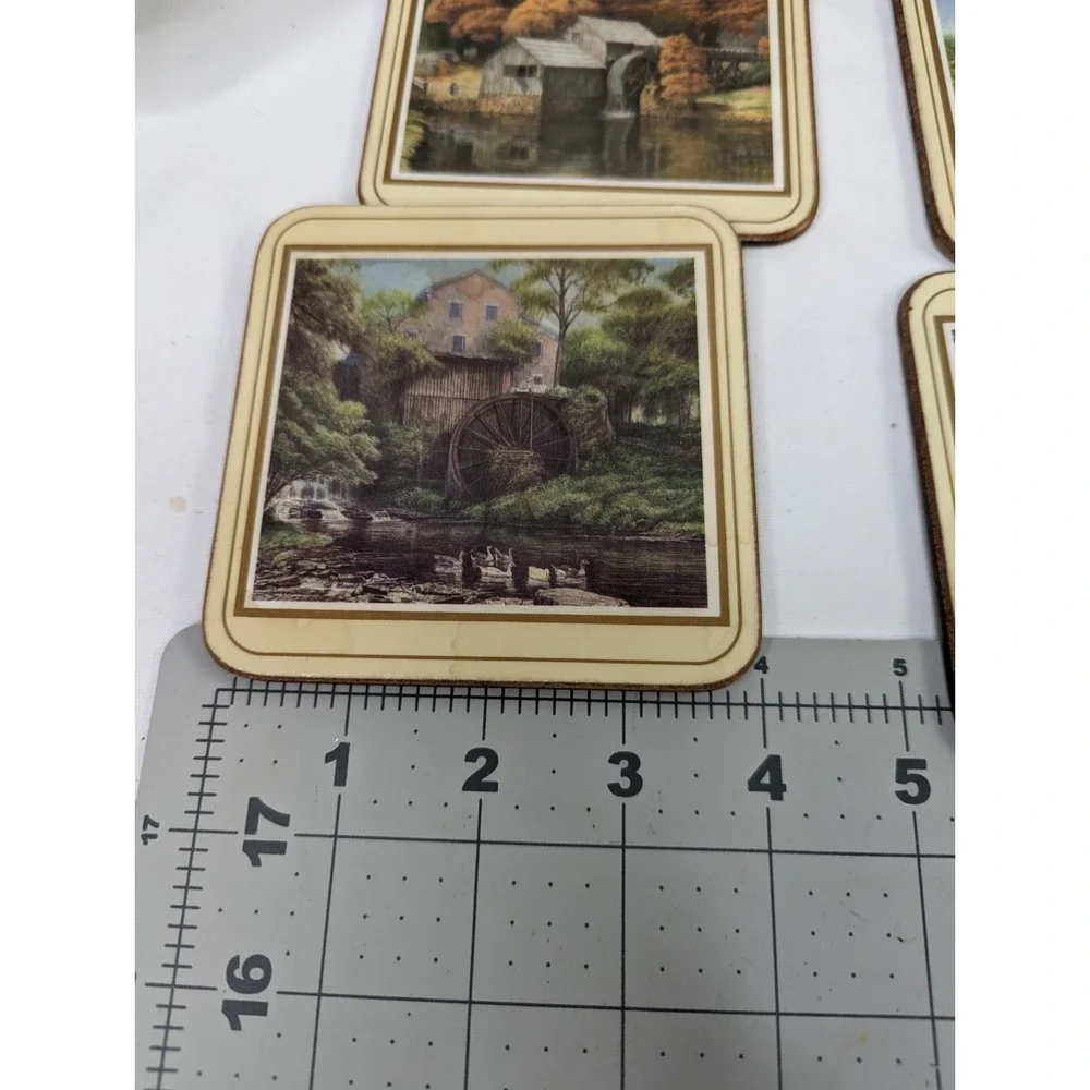 Water Mill Coasters Cork Back 4 Inch‎ Set of 6